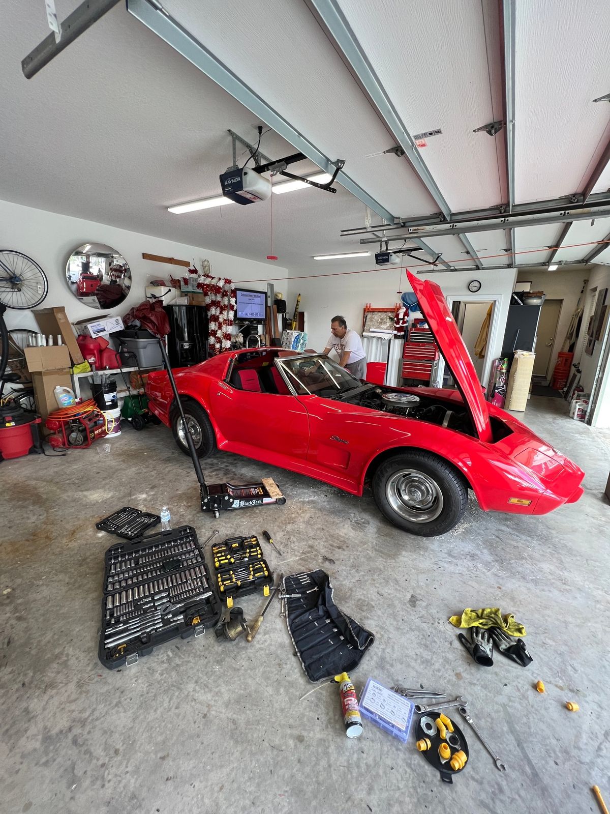Chevrolet Corvette serviced in a home garage